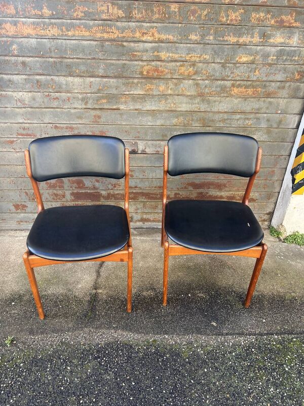 Ensemble de 2 chaises Scandinave Model 49 par Erik Buch pour O.D. Mobler, D