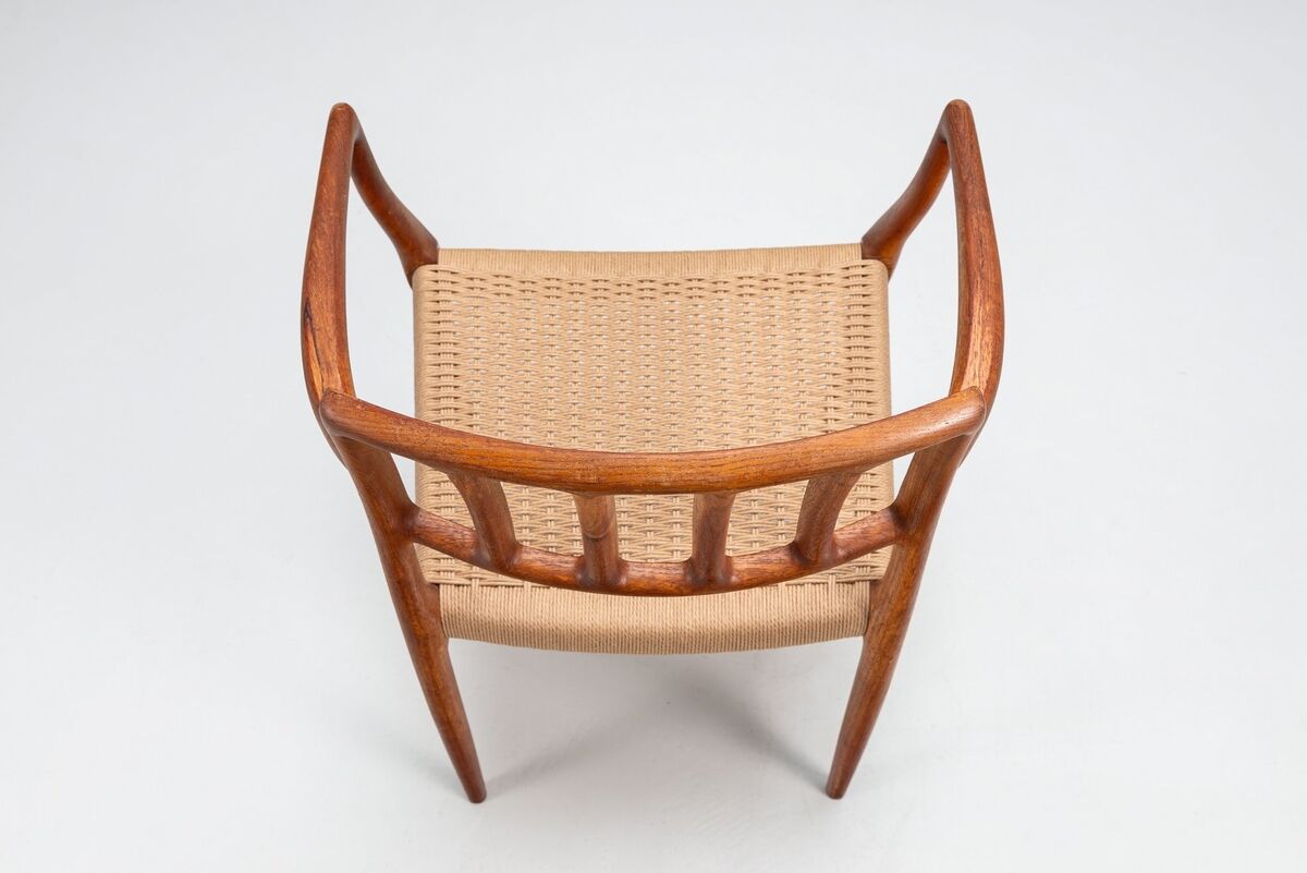 Niels Otto Moller model 66 armchairs in teak and paper cord Denmark 1970
