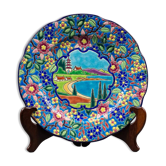 Assiette décorative en émaux de Longwy – décor japonisant