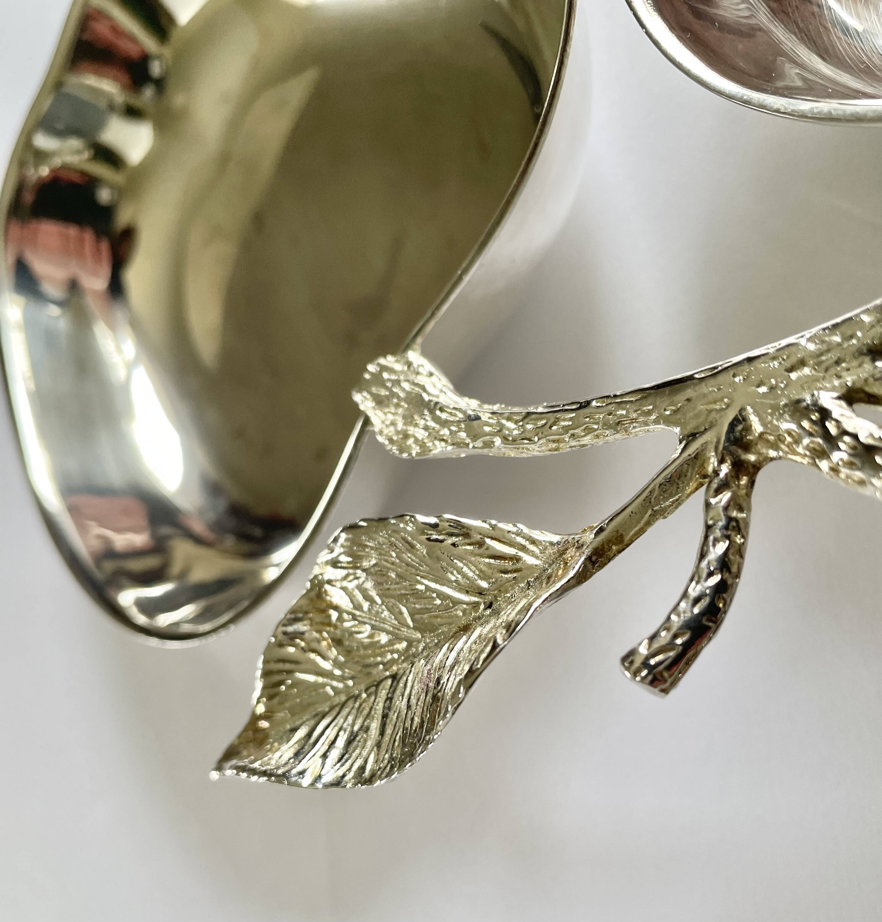 Vintage double apple metal silver-plated pocket tray – 1970s