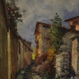 Italian landscape oil painting in Impressionist style