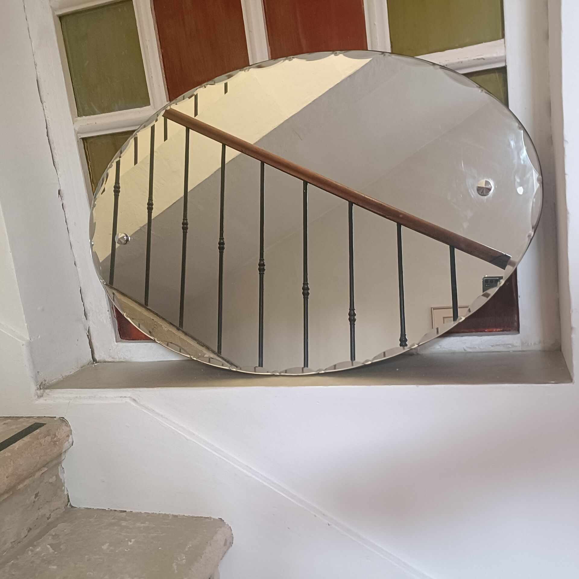 Miroir ovale biseauté Art Déco