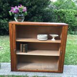 Low cupboard / curtain 1950 vintage blond oak buffet