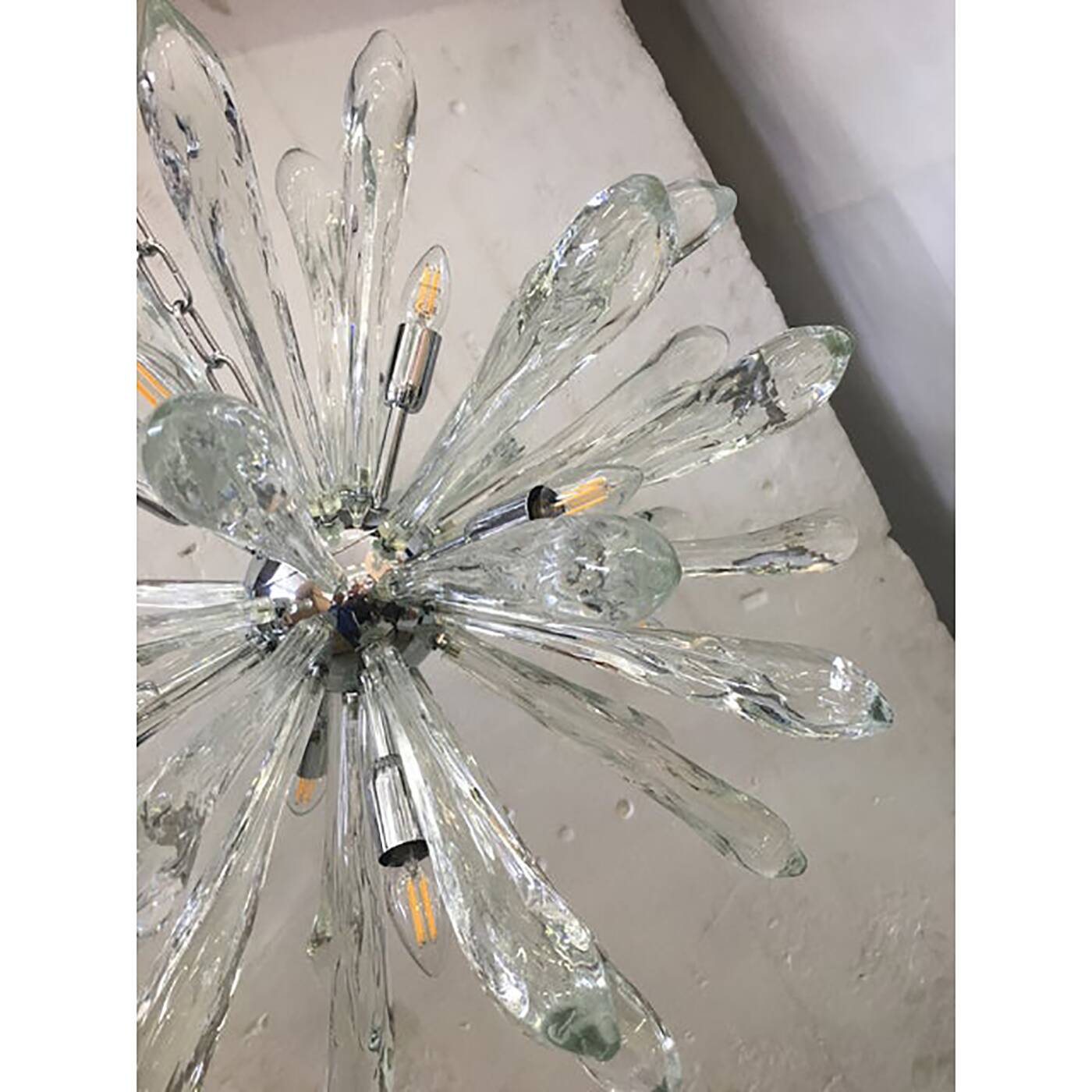 Murano Glass Ice Clear Sputnik Italian Chandelier
