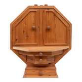 Metamorphic Solid Pine Dry Bar, Folding Design, 1970s, Good Condition