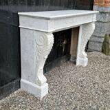 Louis XVI Fireplace In White Carrara Marble Circa 1880