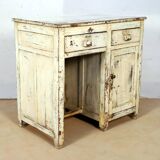 Old Burmese teak desk with original white patina