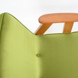 Vintage restored armchair, model 366, designer J. Chierowski, olive velvet