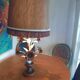 Large lamp from the 70s-80s with a silk shade.