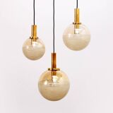 Vintage Set of three Glashutte Limburg hanging lamps, 1960s Germany.
