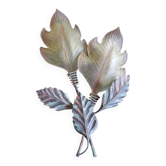 giant painted metal wall lamp Murano glass leaf design 63cm