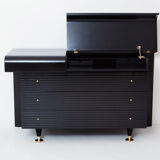 Commode laquée noire laiton signée Pierre Cardin 1980