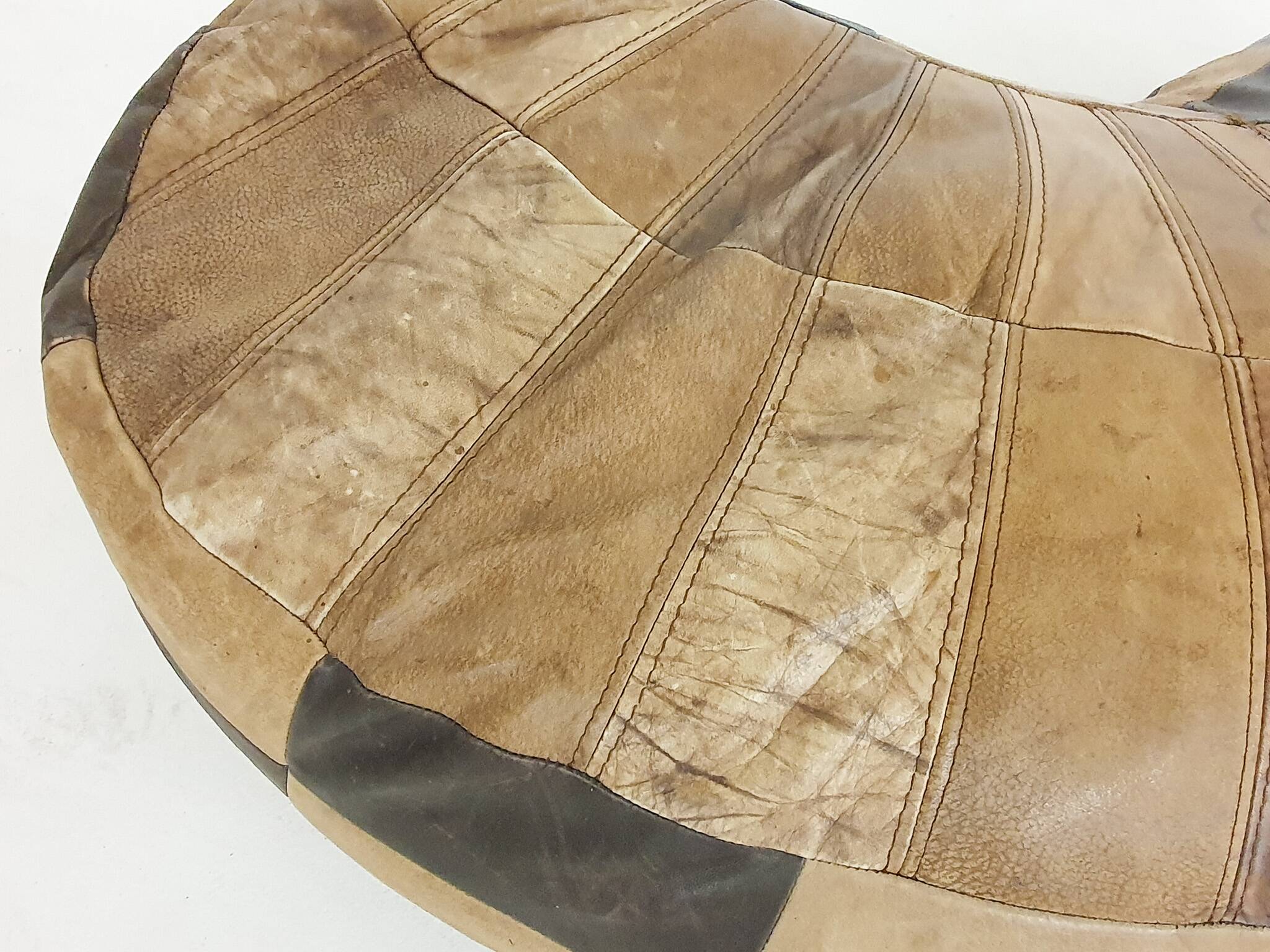 Vintage kidney shaped patchwork ottoman, The Netherlands 1970's