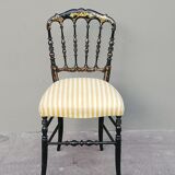 Napoleon III chair late 19th in blackened wood with gilded patterns