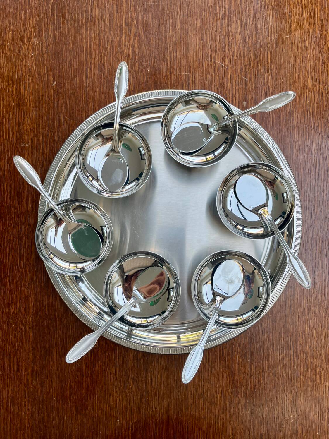 Vintage Stainless Steel Ice Cream Service by Jean Couzon