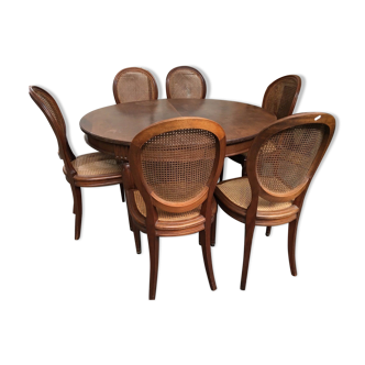 Table and six chairs in the Louis XVI style mahogany
