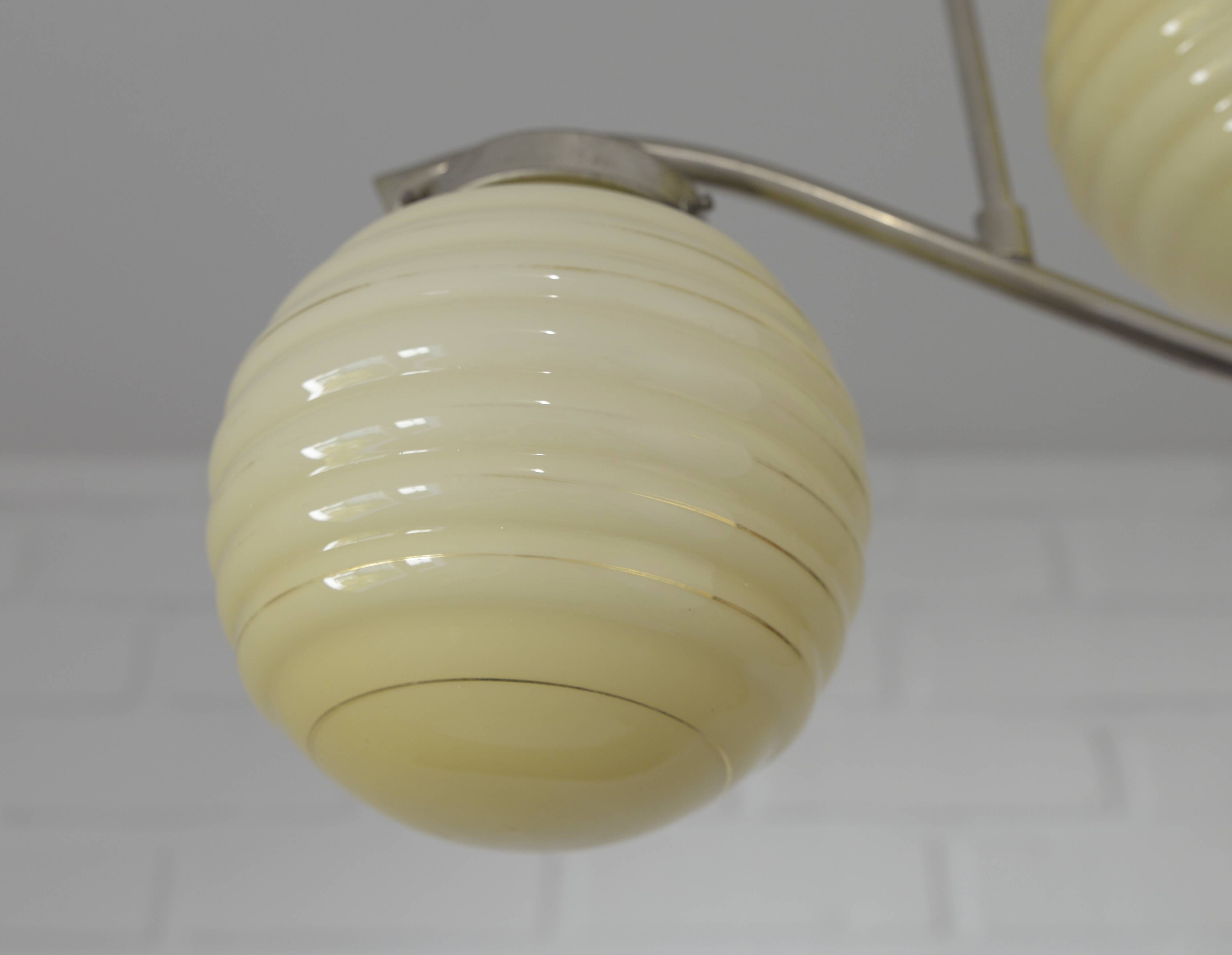 Original Art Deco Antique Chandelier Hanging Lamp Bauhaus Era