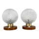 Pair of Midcentury Wood & Glass Table Lamps, 1970s
