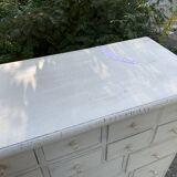 Commode en pin patiné blanc multi tiroirs
