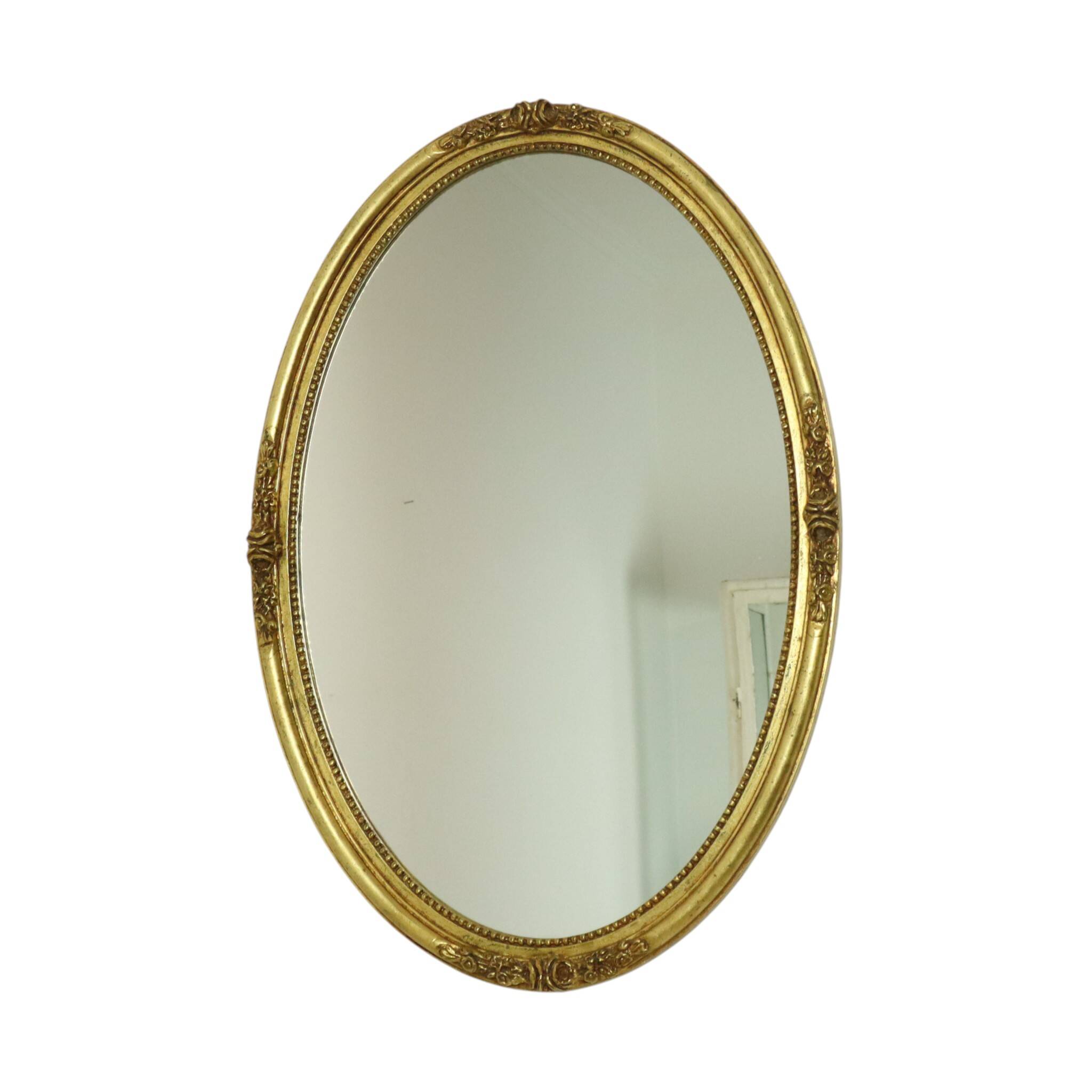 Hollywood Regency Golden Mirror Oval Deknudt Classic
