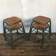 4 vintage green patina effect industrial deco 1950-60 school stools