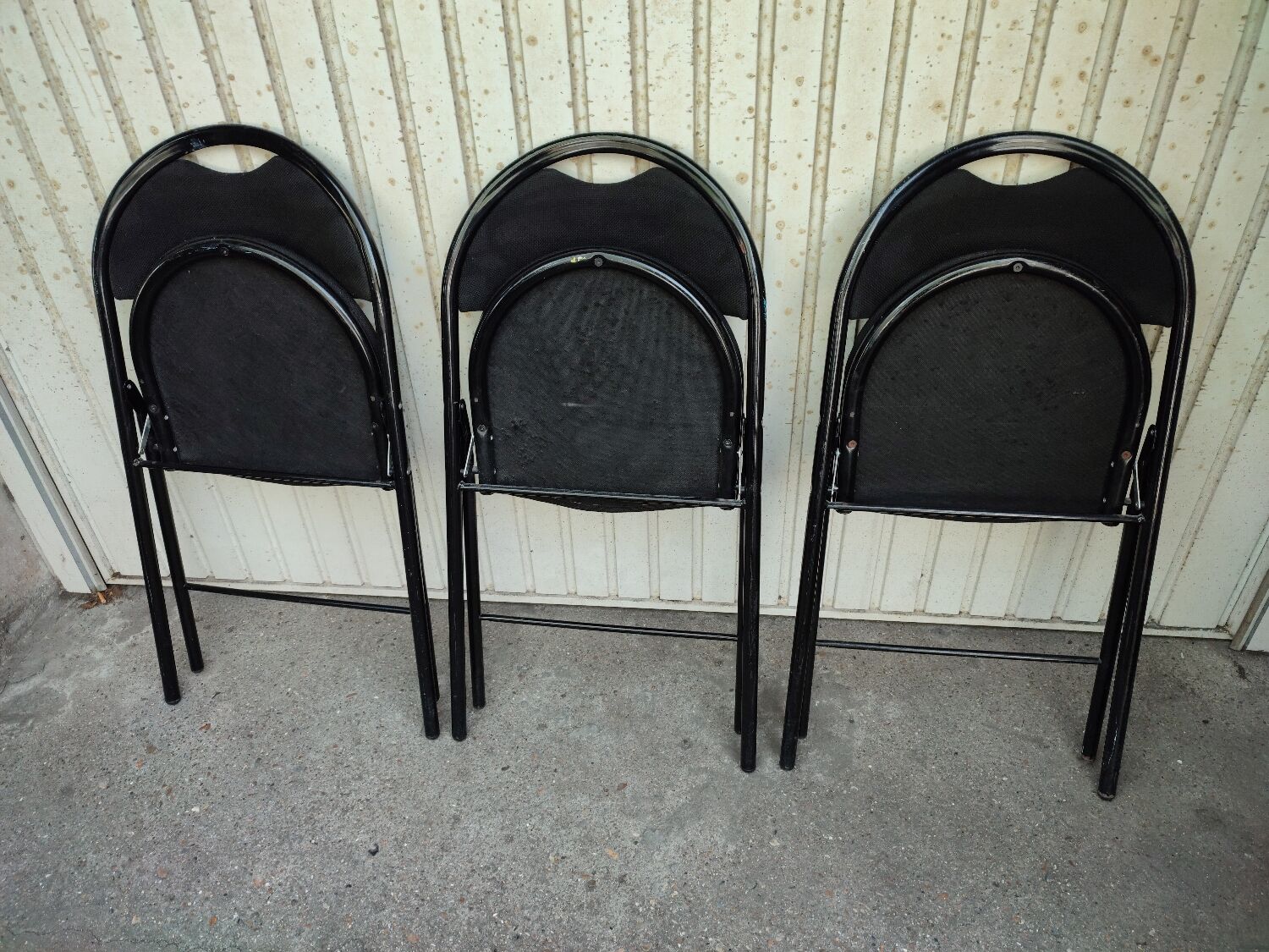 3 folding chairs bergeraul samba vintage black metal fabrics