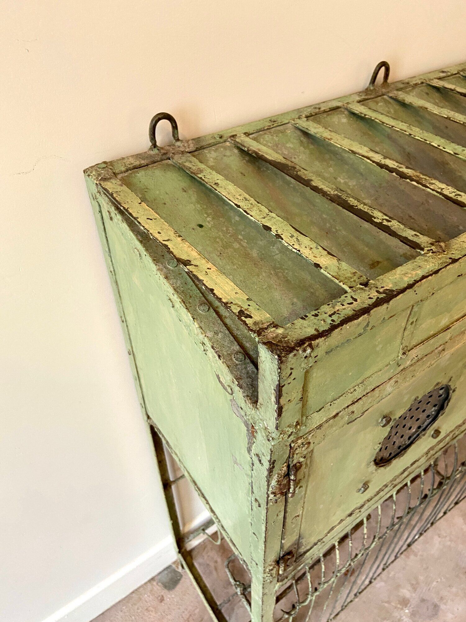 Storage cabinet in water green metal