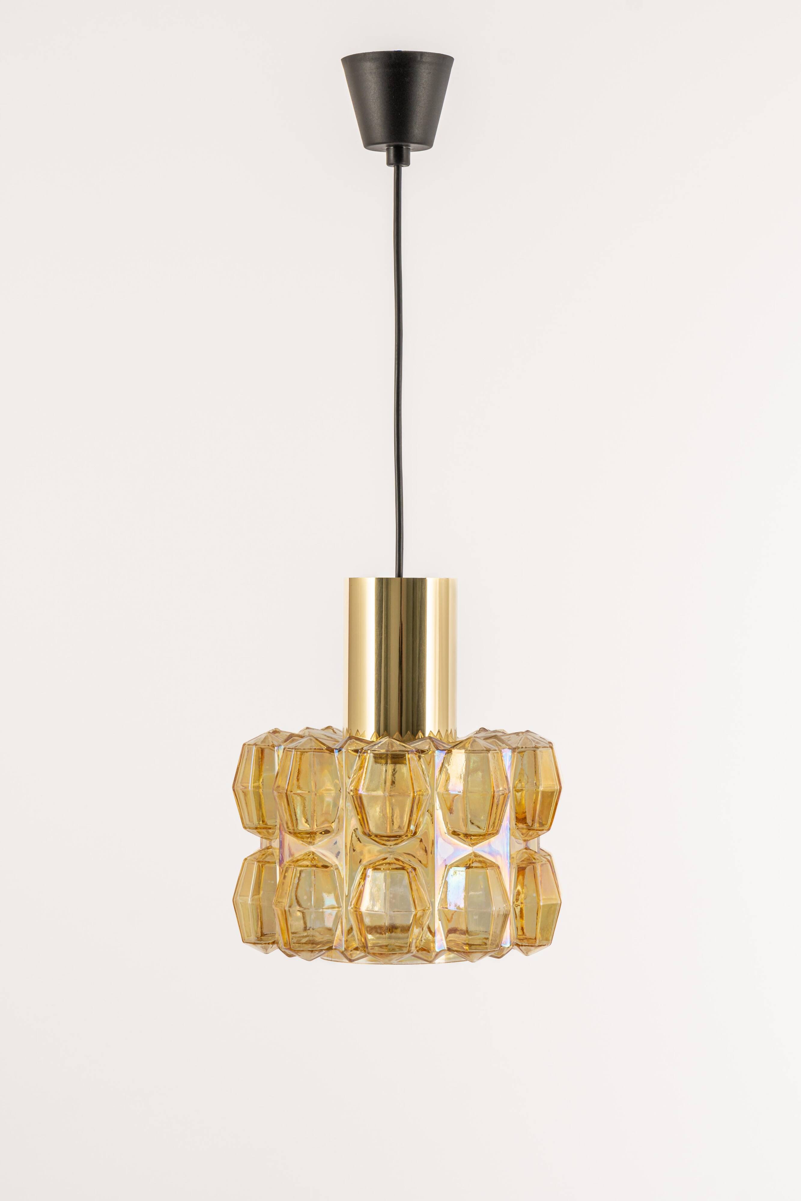 Large amber glass pendant by Limburg, Germany, 1970s.