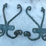2 wall coat rack in wrought iron with 4 hooks