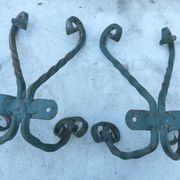 2 wall coat rack in wrought iron with 4 hooks