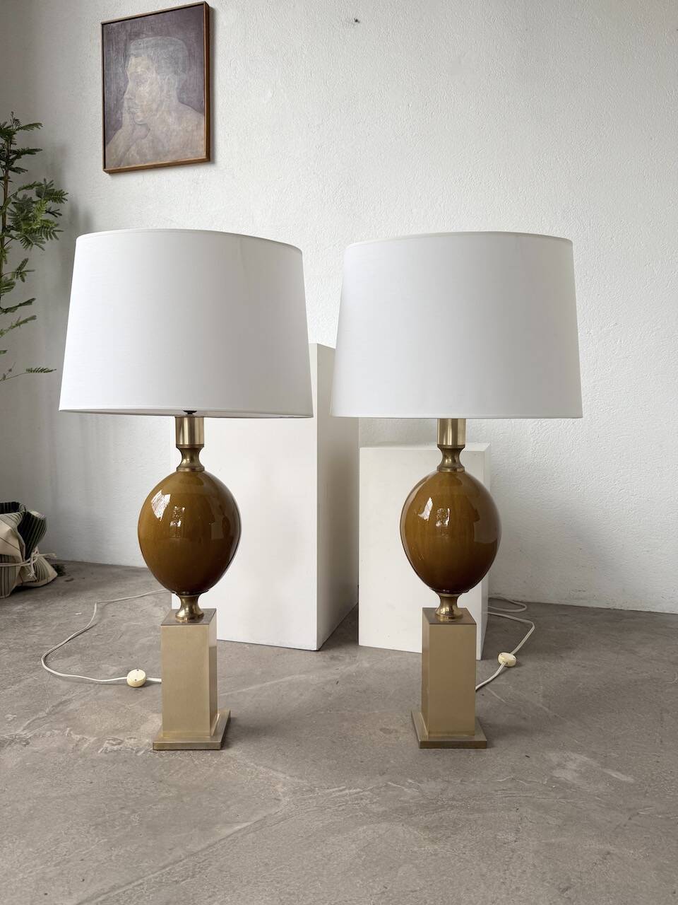 Pair of Philippe Barbier table lamps from the 70s