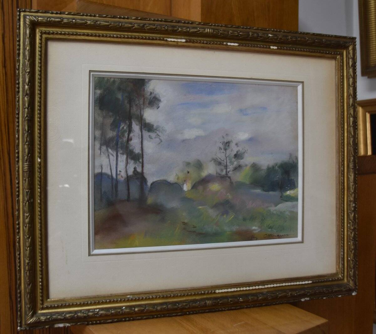 Henry Ottmann (1877-1927) Edge of the woods in the mist, signed pastel
