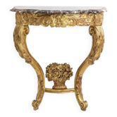 Console en bois doré et sculpté d’époque Louis XV. Circa 1880.