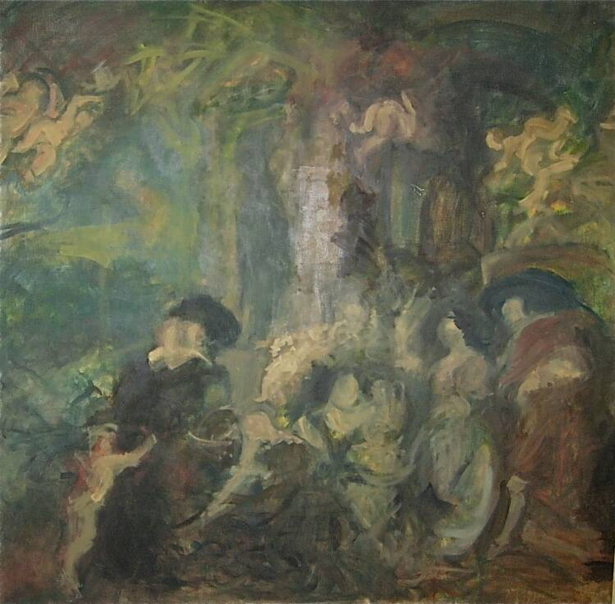 Genre scene canvas signed Strbac