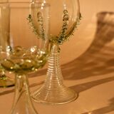 Pair of mouthblown wine goblets - large ribbed