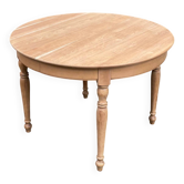 Table à manger ronde Louis Philippe décapée en merisier massif brut 2 rallo