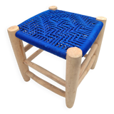 Wooden Stool with Hand Woven Seat - Unique Piece