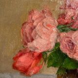 Tableau ancien, Nature morte ou roses et fruits début XX siècle