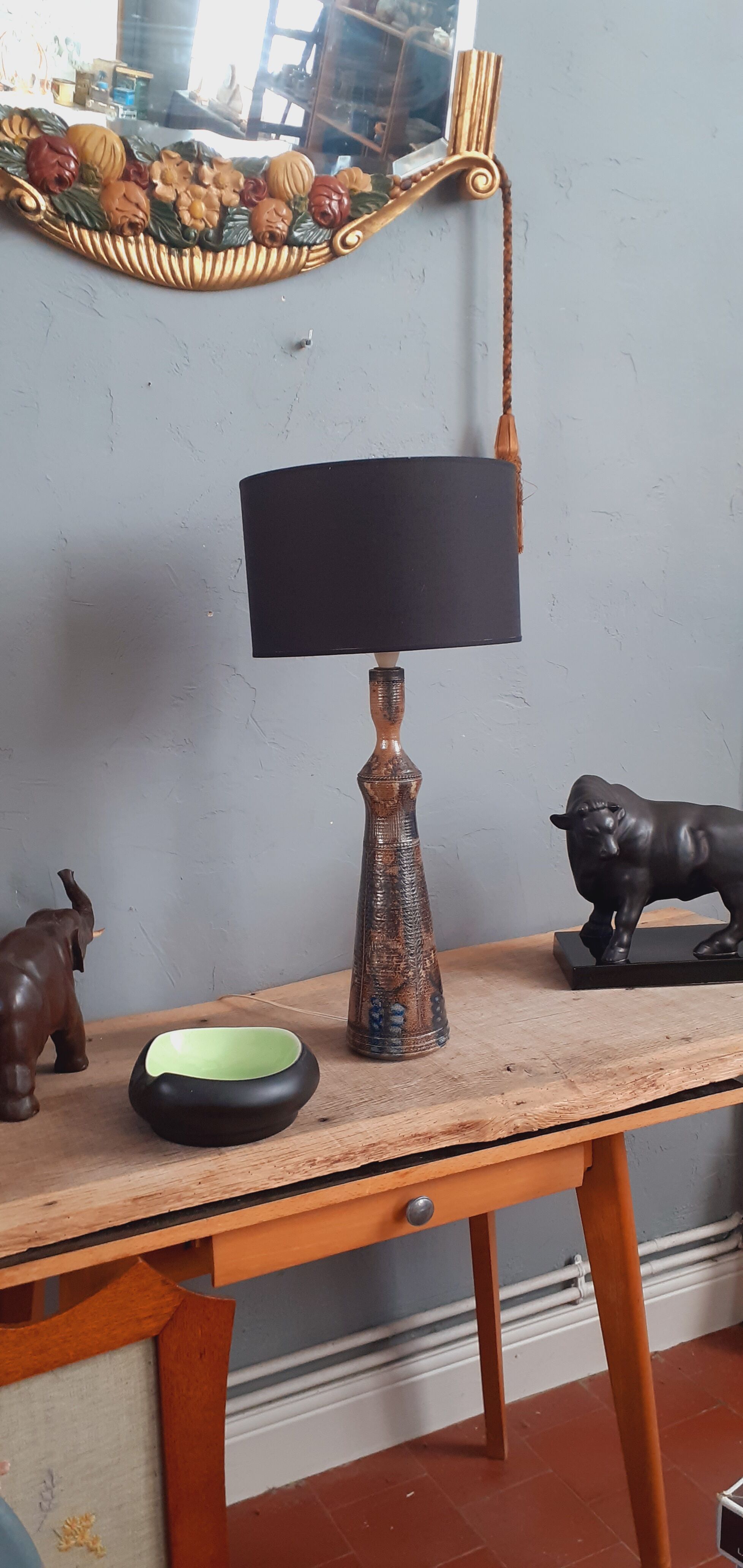 Pied de lampe en grès année 60 signé Jean Claude Courjault  Kéraluc Quimper.