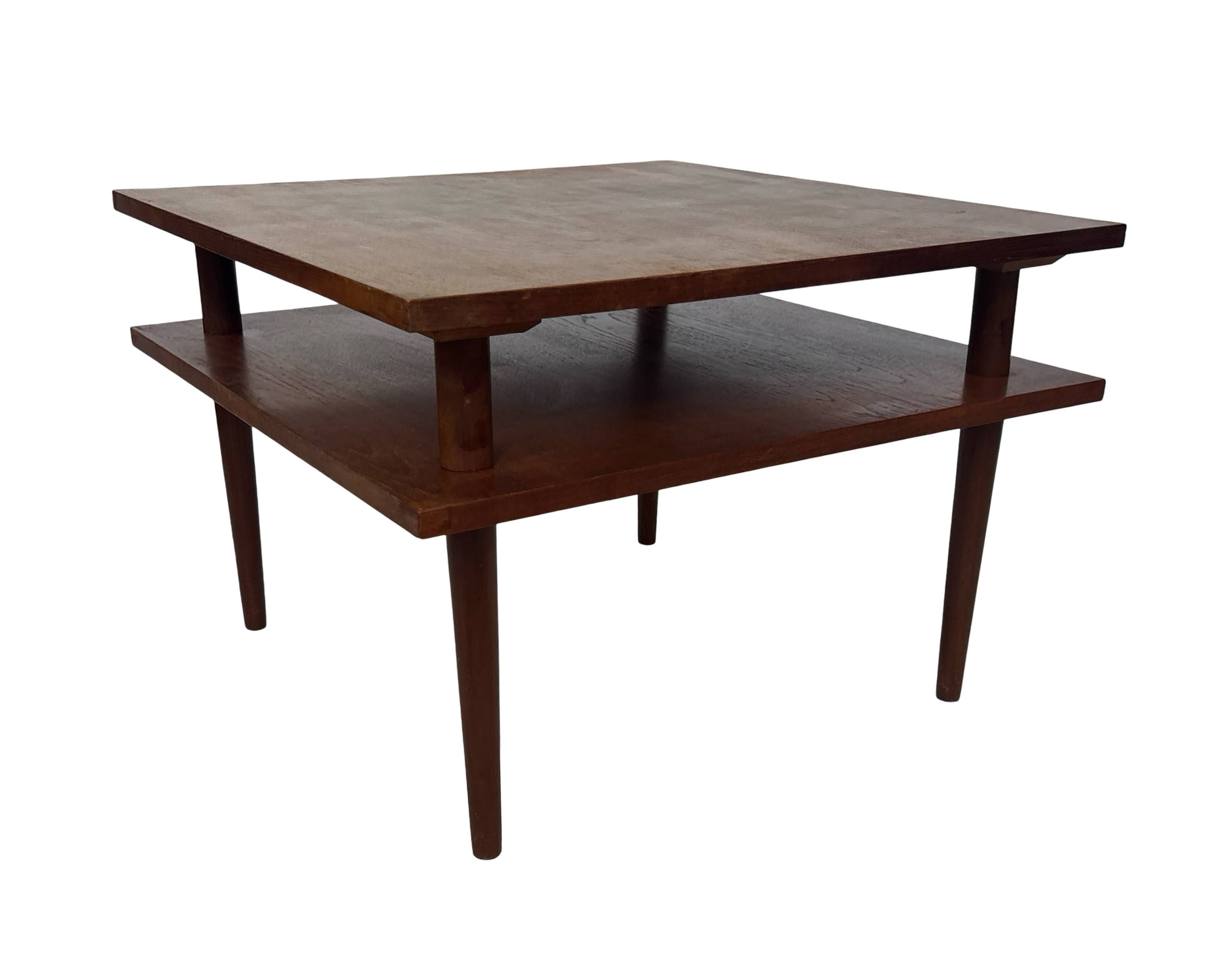 Vintage square coffee table in teak veneer, 1960s design