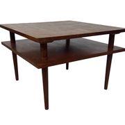 Table basse carrée vintage en placage de teck, design des années 1960