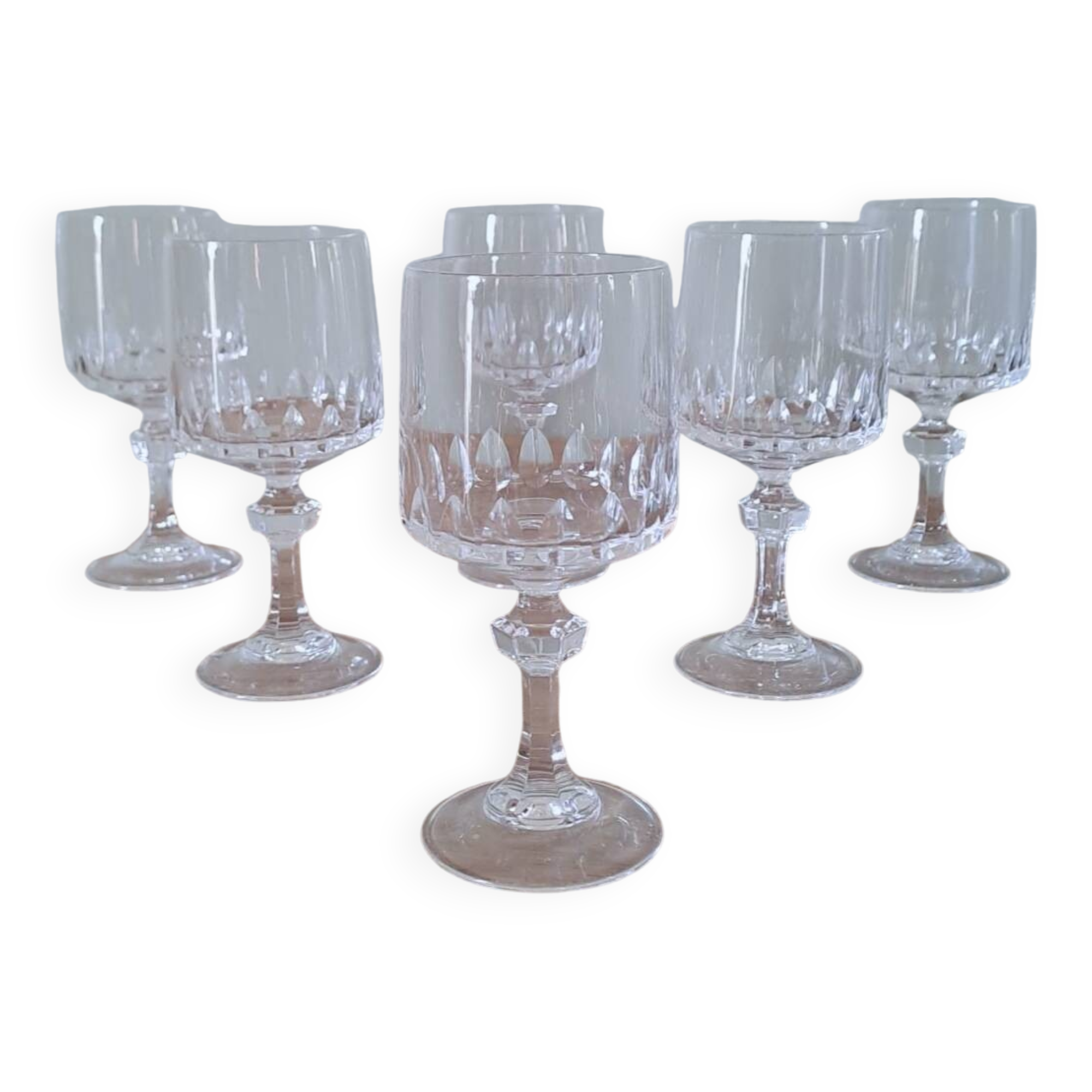 6 crystal stemmed glasses