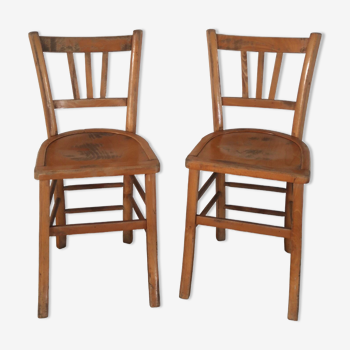 Set of 2 wooden bistro chairs