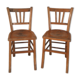 Set of 2 wooden bistro chairs