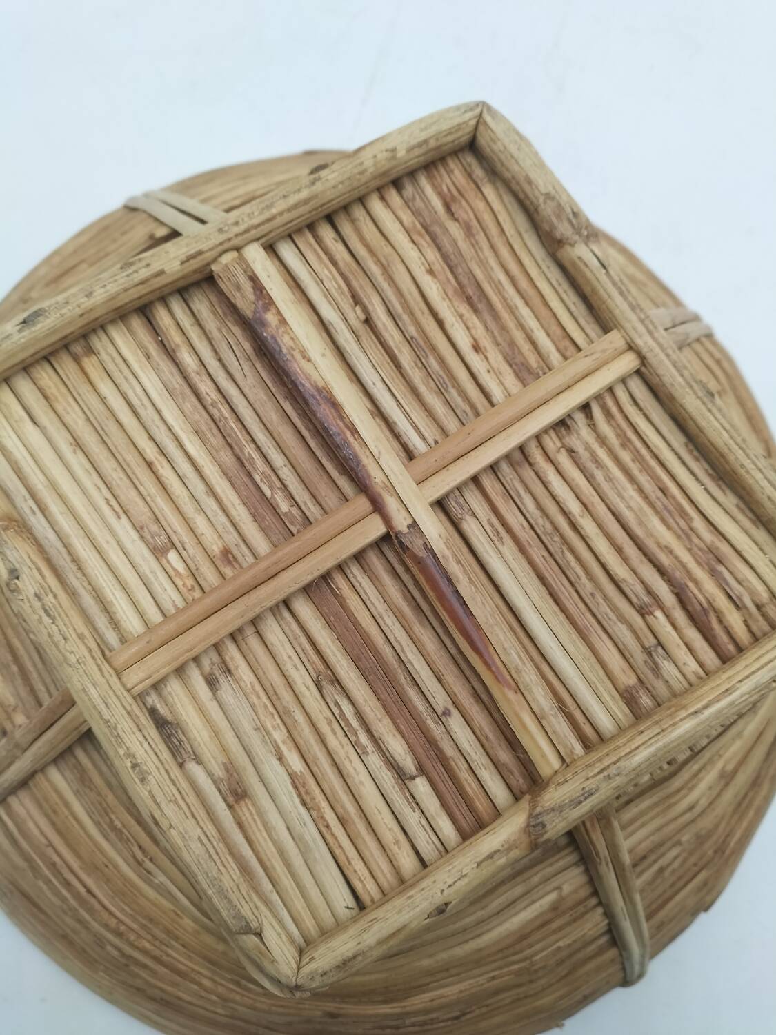 Rattan and brass basket