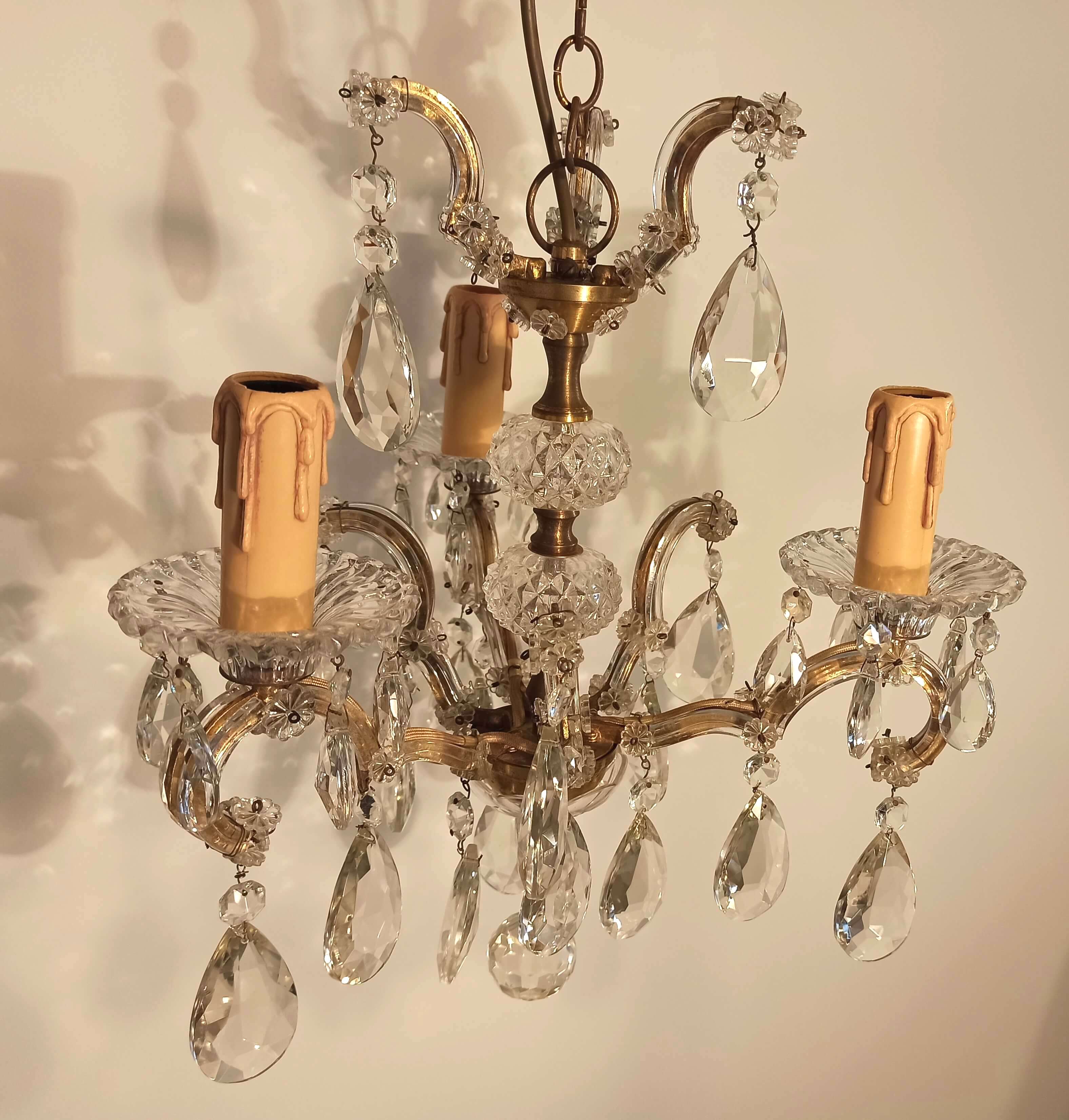 Ancien lustre à pampilles baroque