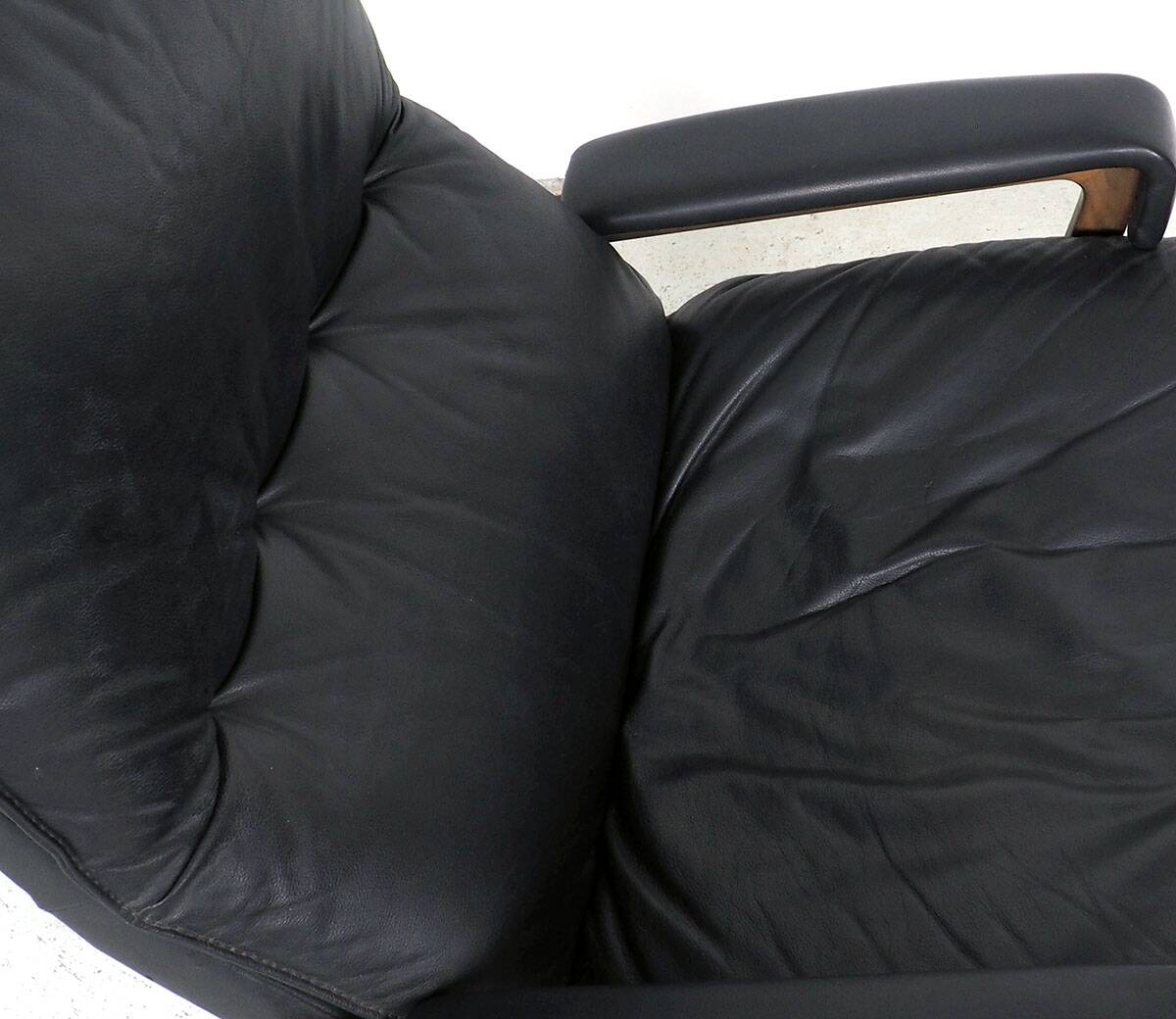 Black Leather King Chair by André Vandenbeuck for Strässle, 1960s