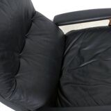 Black Leather King Chair by André Vandenbeuck for Strässle, 1960s