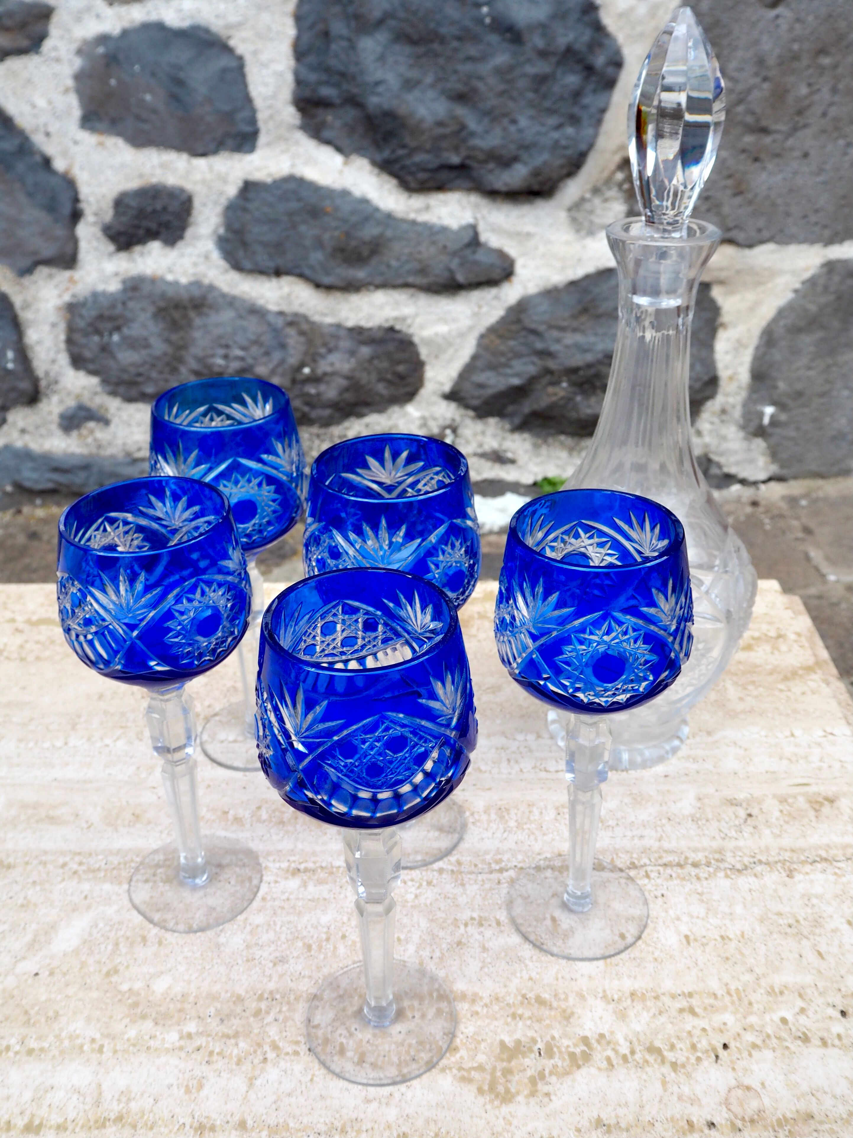 Set de 5 verres à vin en cristal de Pologne