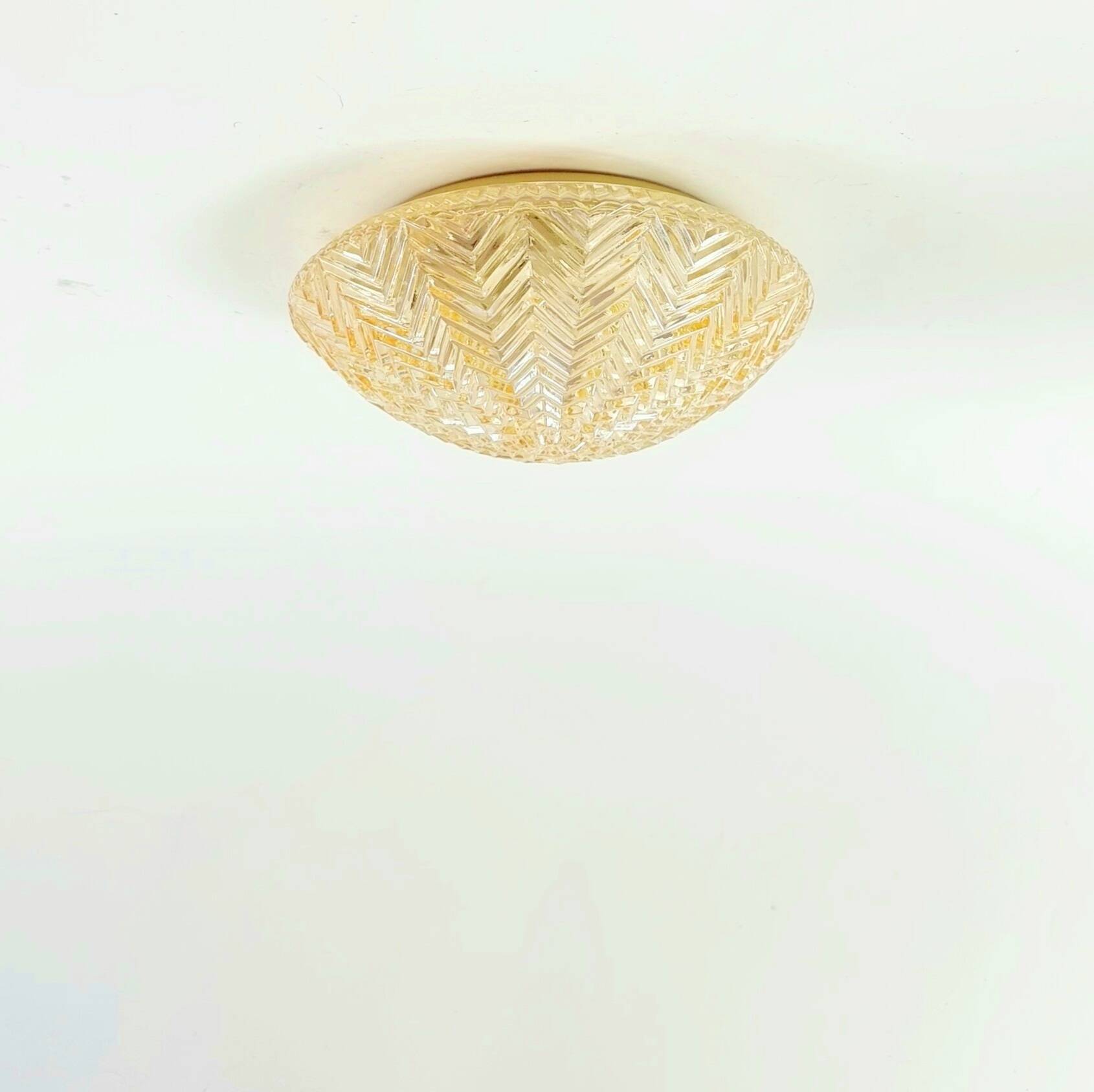 Vintage Geometric Amber Glass Wall Light or Ceiling Light - Limburg, 1960s